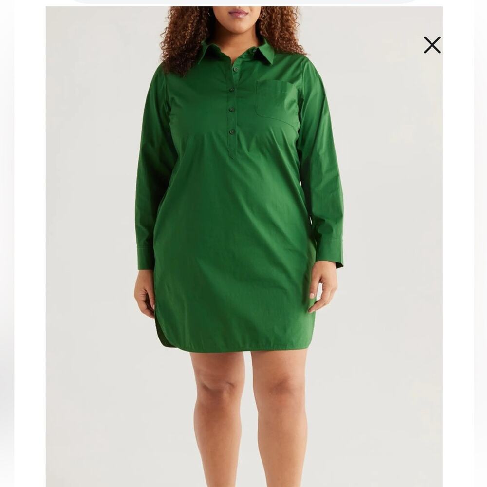 Universal Standard Rubicon Long Sleeve Stretch Cotton Poplin Shirtdress